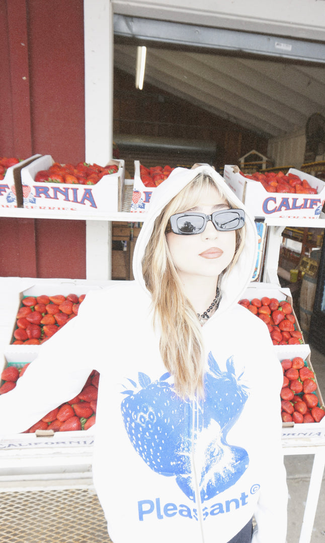 Pleasant Blue Strawberry Full Zip Sweaters