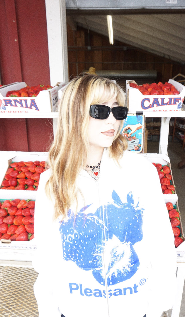 Pleasant Blue Strawberry Full Zip Sweaters